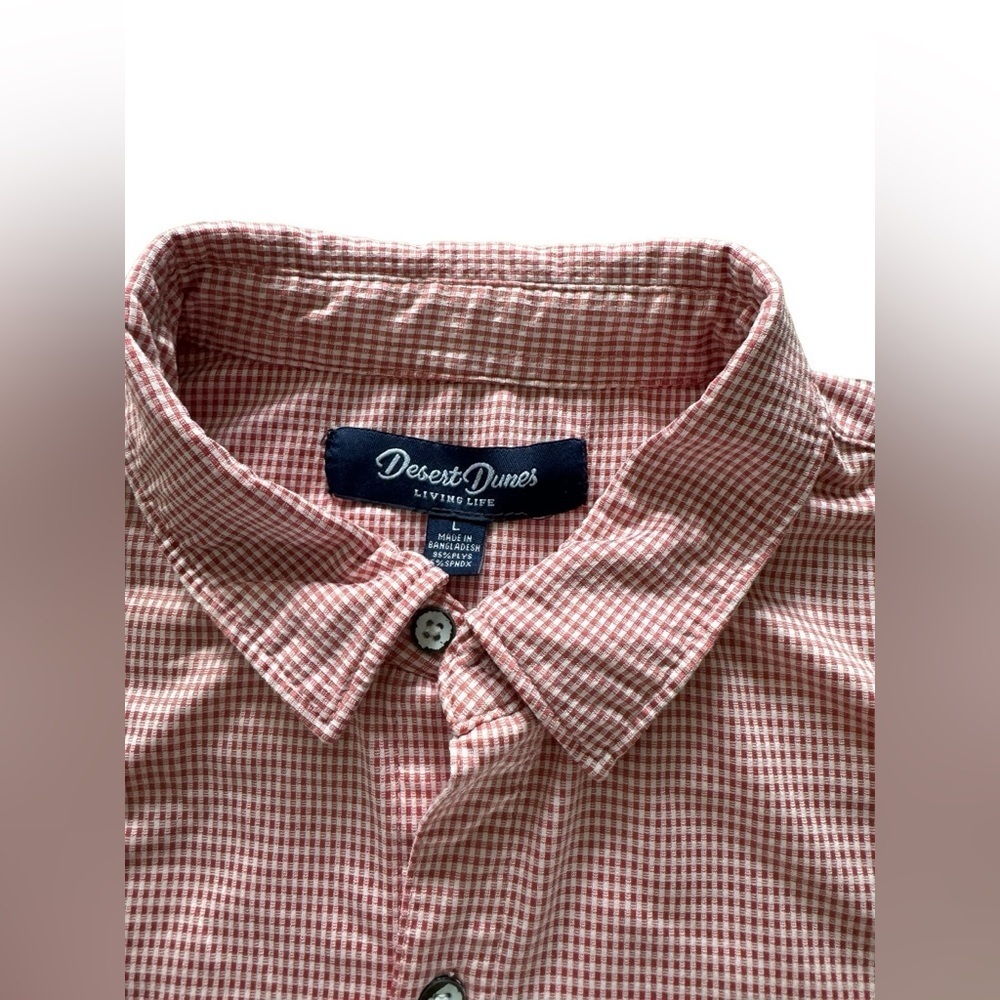 Men's Desert Dunes Button Pinkish Plaid UPF 35 Shirt Sz Large Active Beach Hike‍